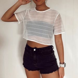 Striped See-Through T-Shirt